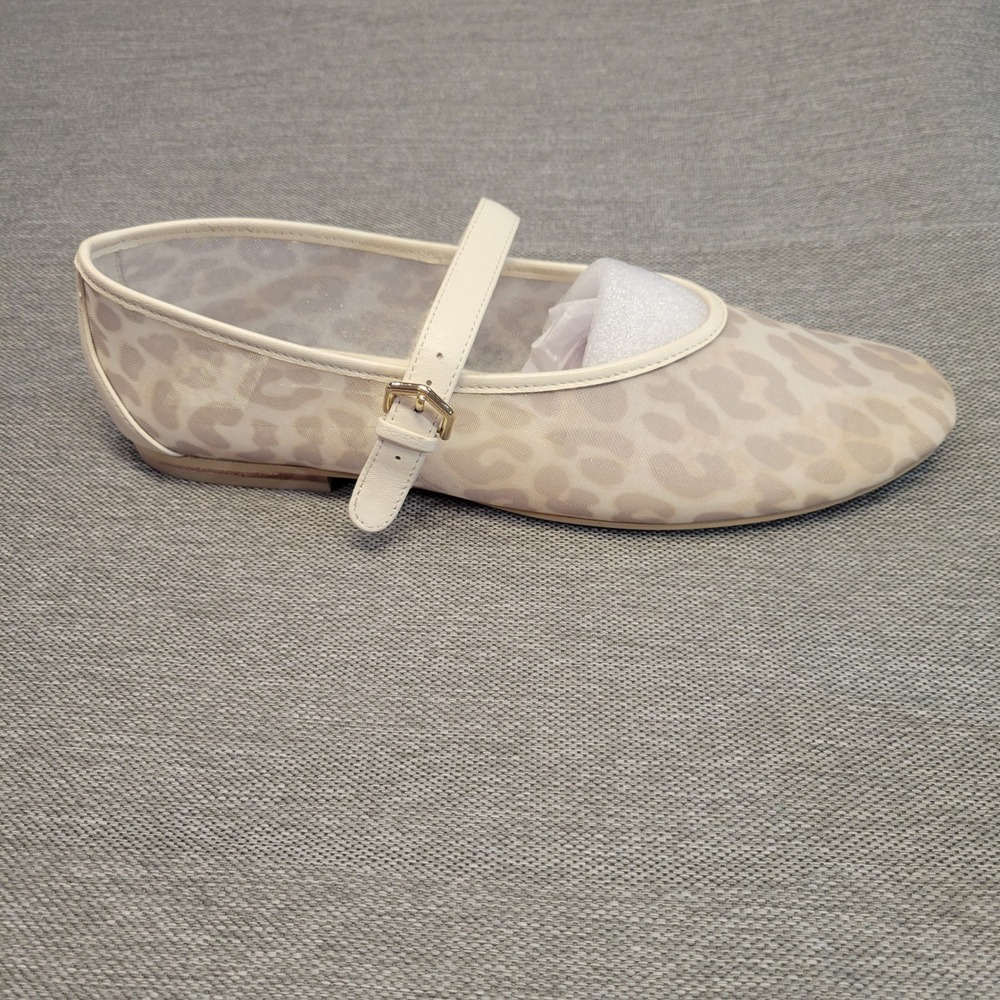 Dolce Vita Cayson Leopard Mesh Mary Jane Ballet Flats Cream Tan 9.5 *right only*